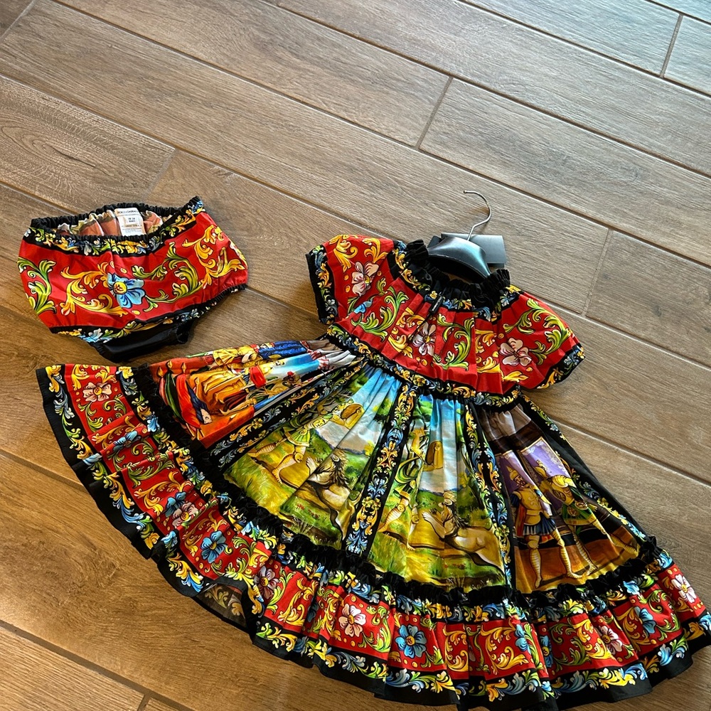DOLCE & GABBANA Multicolor Masterpiece Dress with bloomers size 18-24 month. - Picture 9 of 16